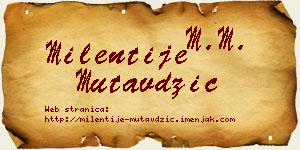 Milentije Mutavdžić vizit kartica